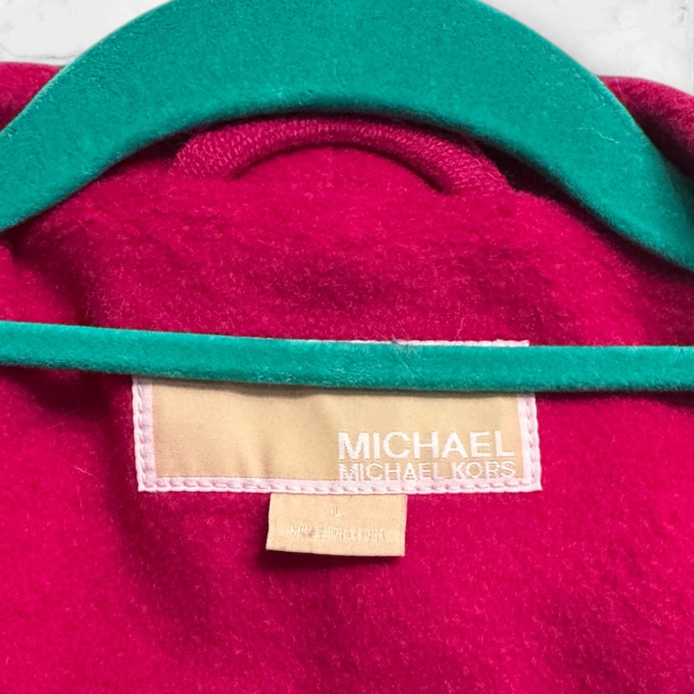 NWT Michael Kors Hot Pink Belted Wool Coat Barbiecore Colorful - Picture 7 of 9